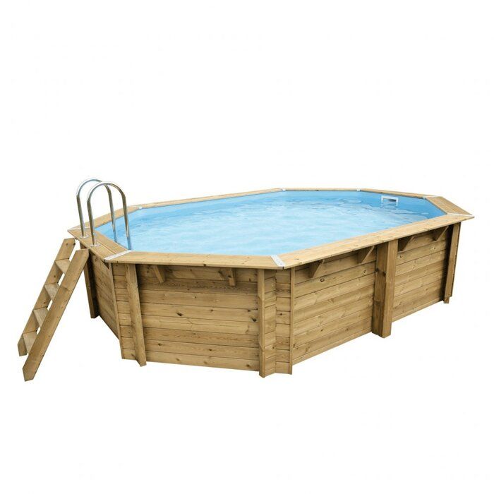 Piscine bois ovale Sunwater 3,00 x 4,90 x H. 1,20 m - Liner bleu