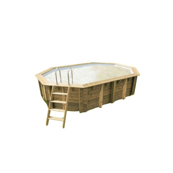 Piscine bois ovale Sunwater 3,00 x 4,90 x H. 1,20 m - Liner beige