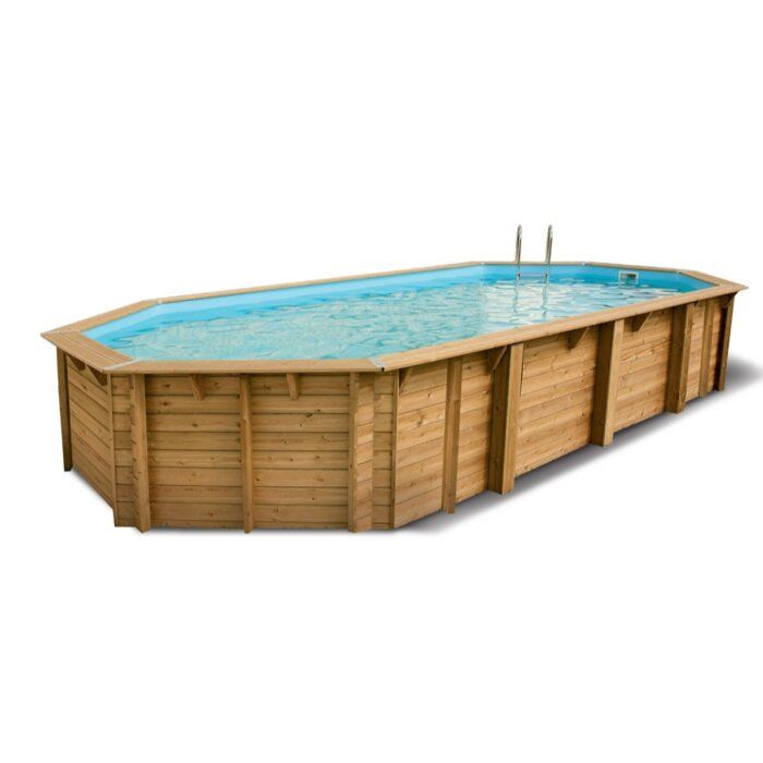 Piscine bois ovale Azura 4,00 x 7,50 x H. 1,30 m - Liner beige