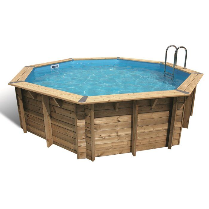 Piscine bois ronde Océa Ø 430 x H. 1,20 m - Liner bleu