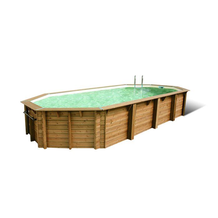 Piscine bois ovale Océa 4,70 x 8,60 x H. 1,30 m - Liner beige