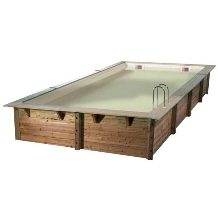 Piscine bois rectangulaire Linéa 3,50 x 6,50 x H. 1,40 m - Liner beige