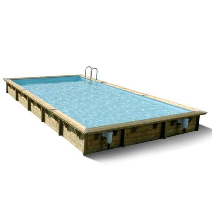 Piscine bois rectangulaire Linéa 5,00 x 8,00 x H. 1,40 m - Liner bleu