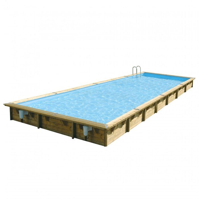 Piscine bois rectangulaire Linéa 5,00 x 11,00 x H. 1,40 m - Liner bleu