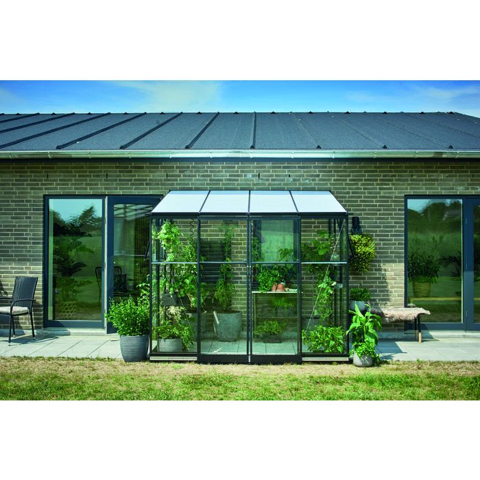 Serre Qube Lean-to 68 Halls - 4,7 m² - Verre trempé - Noir