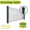 Kit grillage rigide à sceller - Filiac - L. 100 m - H. 1.23 m - Gris